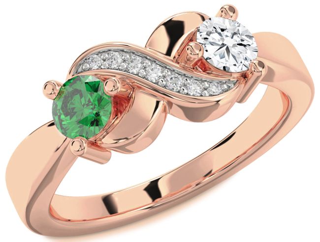 Diamond Rose Gold Infinity Round Two Stone Promise Ring