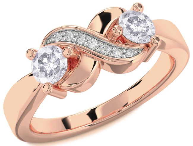 Salt & Pepper Diamond Rose Gold Infinity Round Two Stone Ring