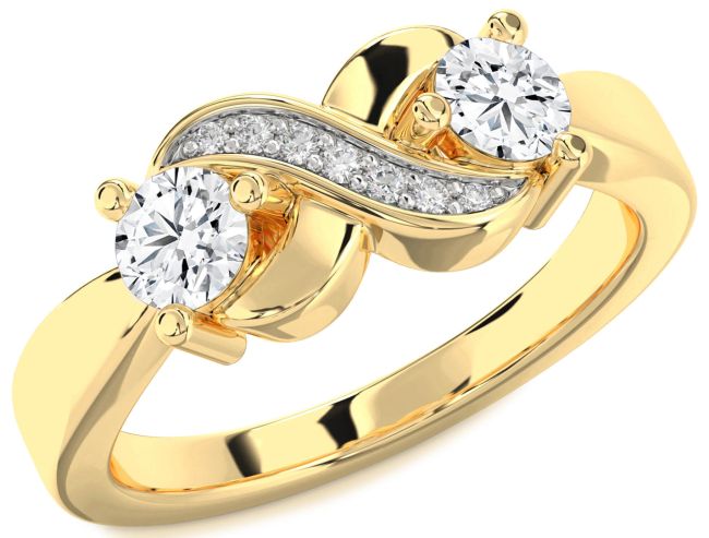 Lab Diamond Gold Infinity Round Two Stone Ring