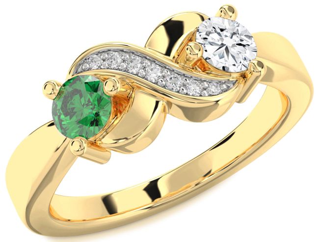 Diamond Gold Infinity Round Two Stone Promise Ring