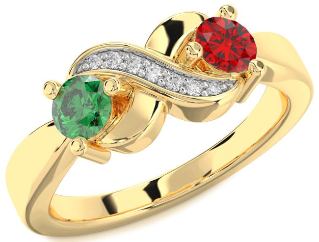 Diamond Gold Infinity Round Two Stone Promise Ring