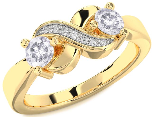 Salt & Pepper Diamond Gold Infinity Round Two Stone Ring