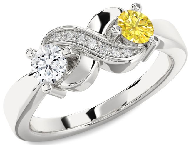 Diamond Silver Infinity Round Two Stone Promise Ring