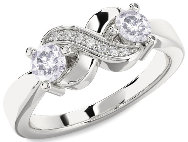 Salt & Pepper Diamond Platinum Infinity Round Two Stone Ring