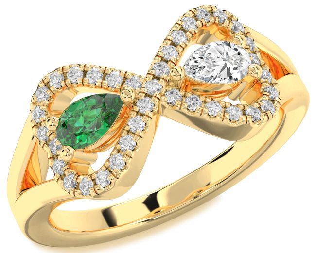 Diamond Gold Infinity Heart Two Stone Promise Ring