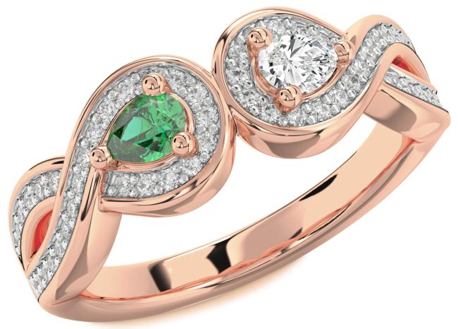 Diamond Rose Gold Infinity Pear Two Stone Promise Ring