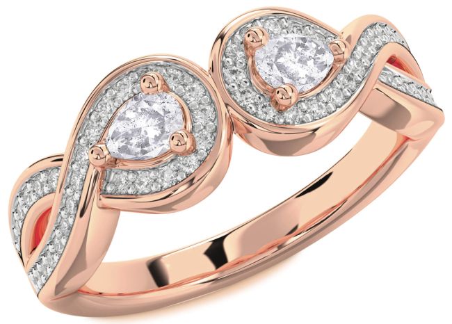 Salt & Pepper Diamond Rose Gold Infinity Pear Two Stone Ring