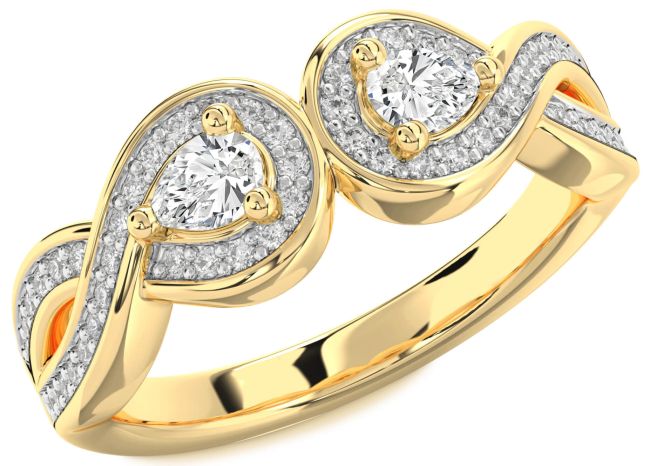 Lab Diamond Gold Infinity Pear Two Stone Ring