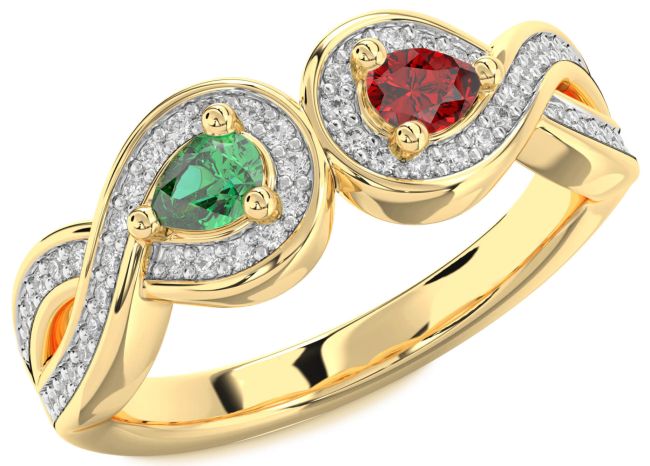 Diamond Gold Infinity Pear Two Stone Promise Ring