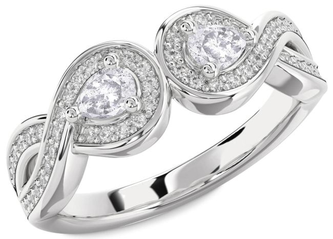 Salt & Pepper Diamond Platinum Infinity Pear Two Stone Ring
