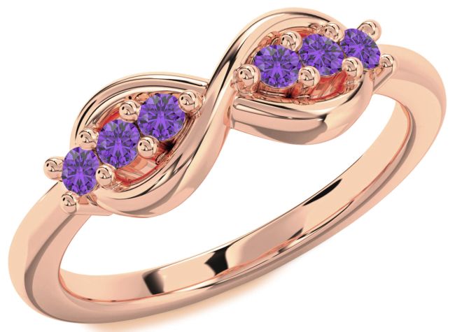 Amethyst Rose Gold Infinity Round Ring