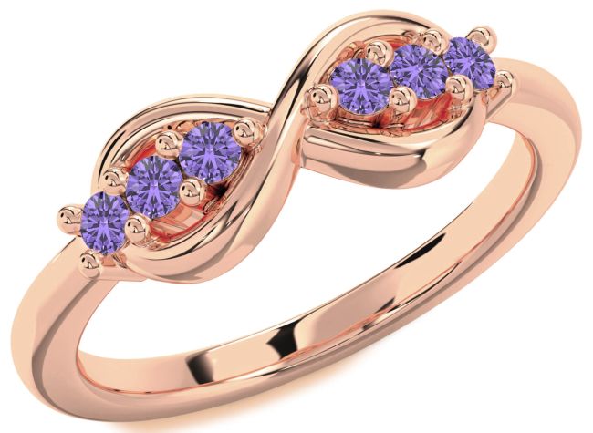 Alexandrite Rose Gold Silver Infinity Round Ring