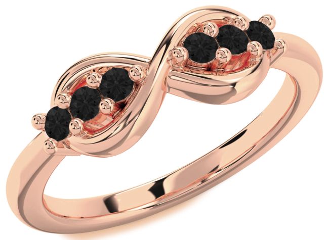 Black Diamond Rose Gold Infinity Round Ring
