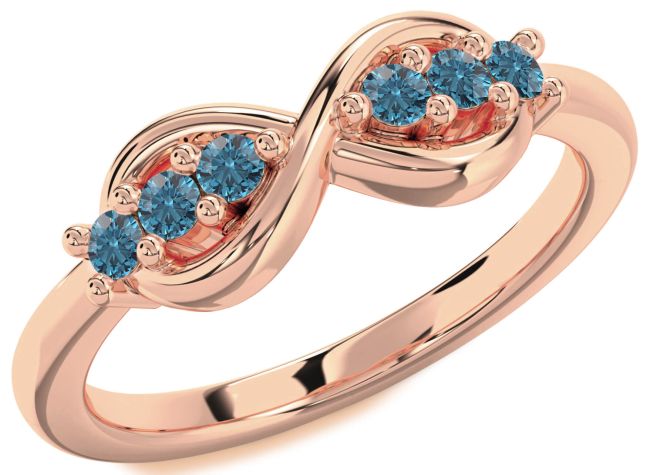 Blue Diamond Rose Gold Infinity Round Ring