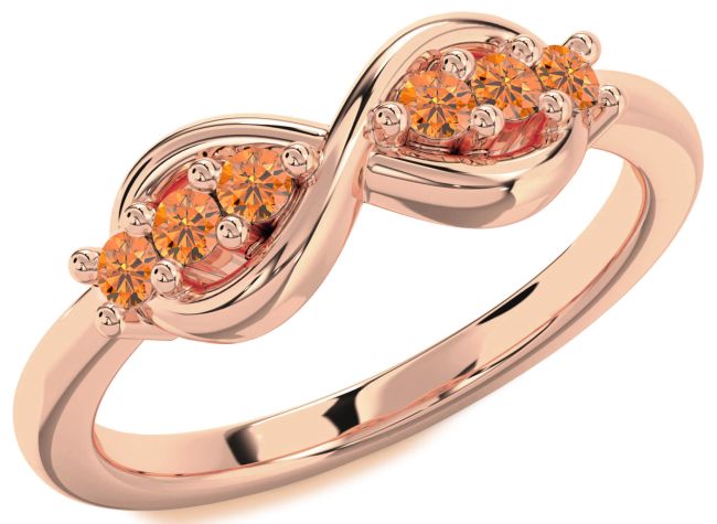 Citrine Rose Gold Infinity Round Ring