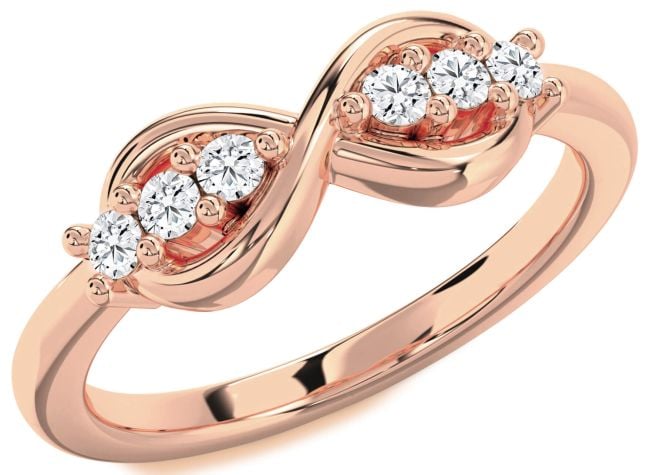 Diamond Rose Gold Silver Infinity Round Ring