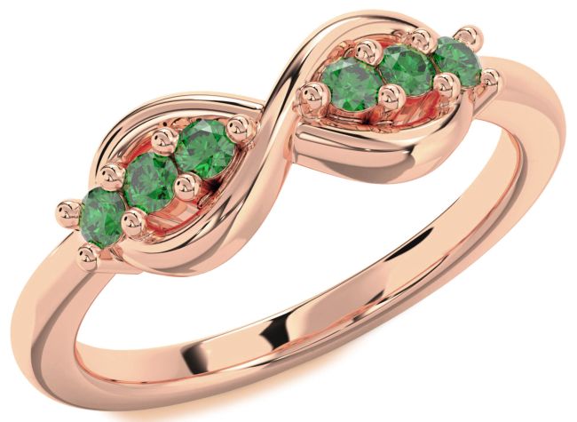 Emerald Rose Gold Infinity Round Ring