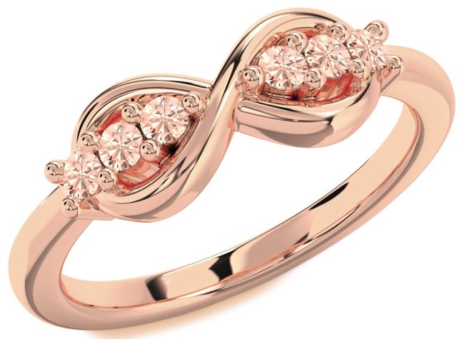 Morganite Rose Gold Silver Infinity Round Ring