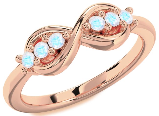 Moonstone Rose Gold Silver Infinity Round Ring