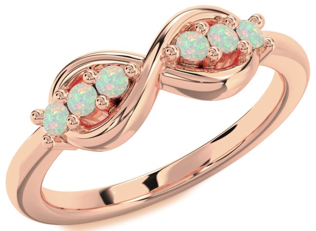 Opal Rose Gold Infinity Round Ring