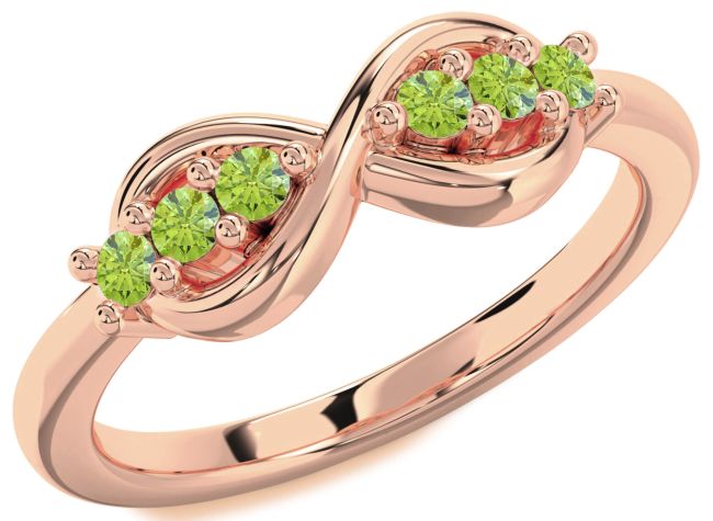 Peridot Rose Gold Infinity Round Ring