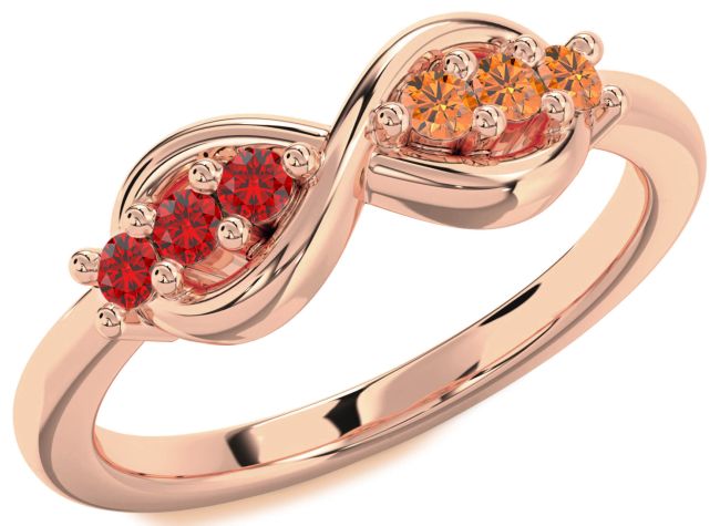 Ruby & Citrine Rose Gold Infinity Round Promise Ring