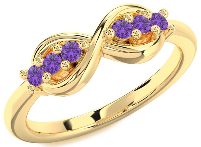 Amethyst Gold Infinity Round Ring