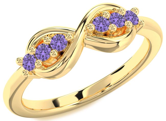 Alexandrite Gold Infinity Round Ring