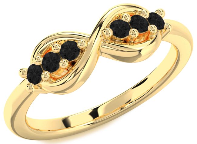 Black Diamond Gold Infinity Round Ring