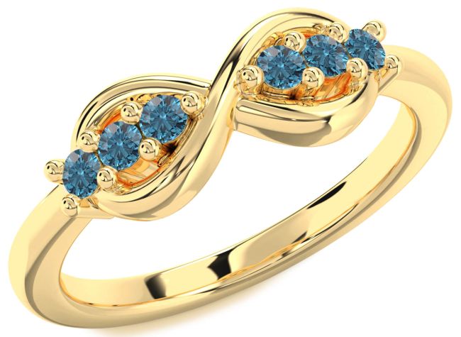 Blue Diamond Gold Infinity Round Ring