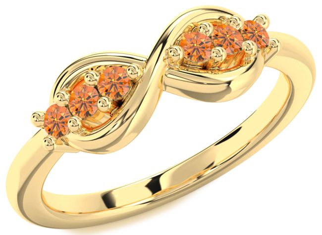 Citrine Gold Infinity Round Ring