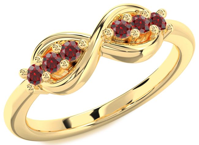 Garnet Gold Infinity Round Ring