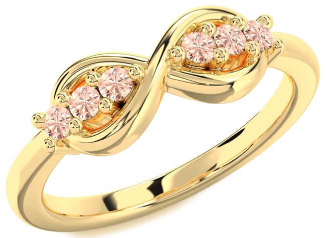Morganite Gold Infinity Round Ring