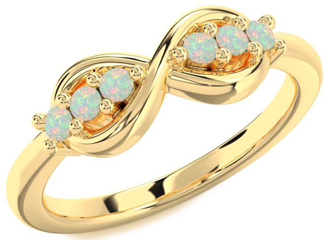 Opal Gold Infinity Round Ring