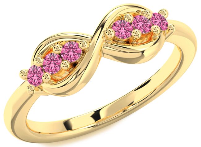 Pink Sapphire Gold Infinity Round Ring
