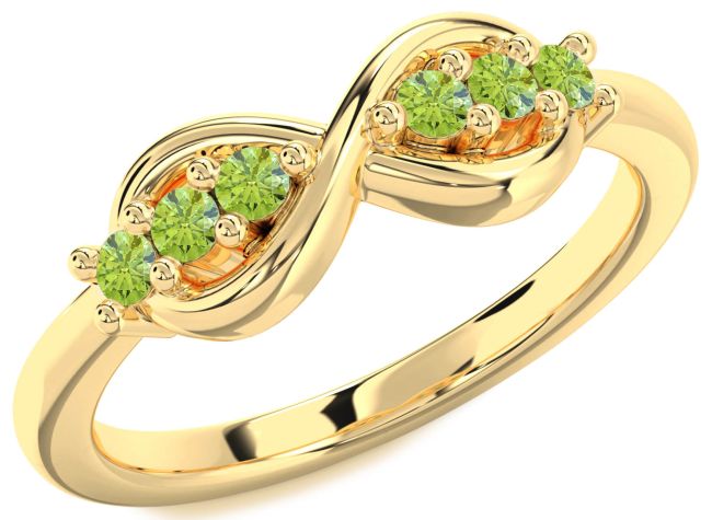 Peridot Gold Infinity Round Ring