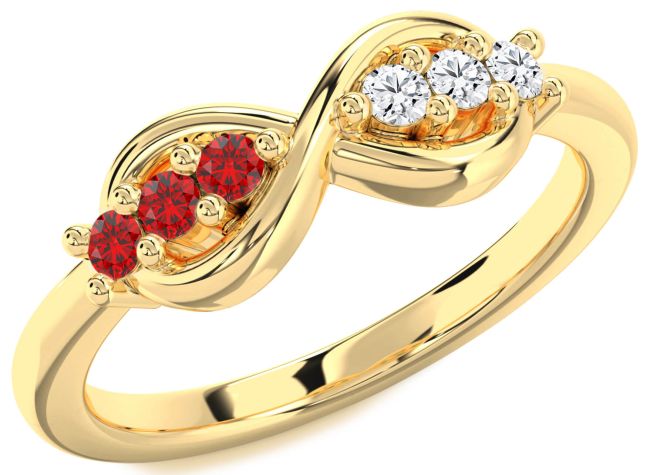 Diamond & Ruby Gold Infinity Round Promise Ring