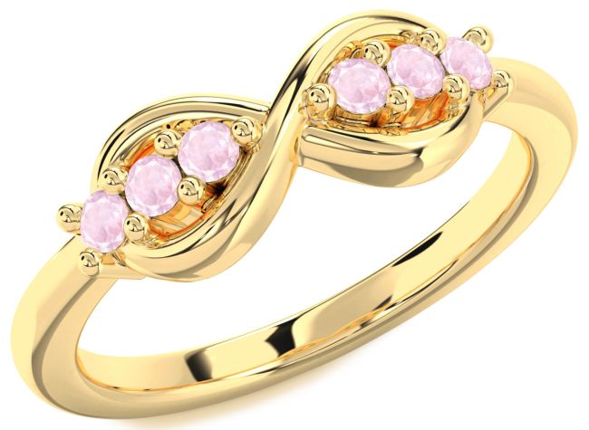 Rose Quartz Gold Infinity Round Ring
