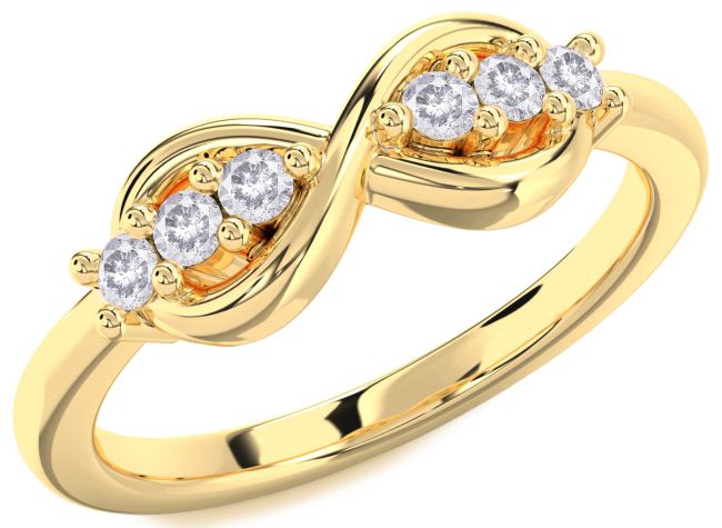 Salt & Pepper Diamond Gold Infinity Round Ring