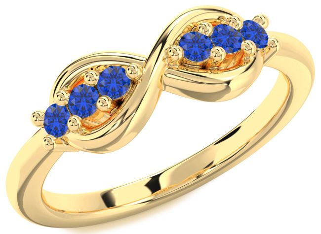 Blue Sapphire Gold Infinity Round Ring