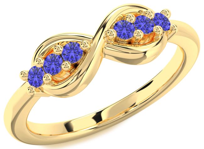 Tanzanite Gold Infinity Round Ring