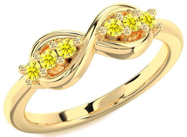 Yellow Sapphire Gold Infinity Round Ring
