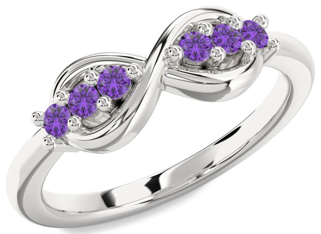 Amethyst Platinum Infinity Round Ring