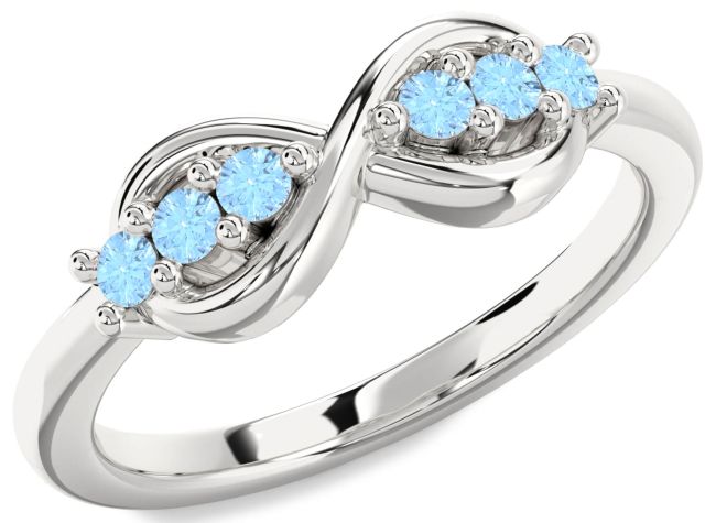 Aquamarine Silver Infinity Round Ring