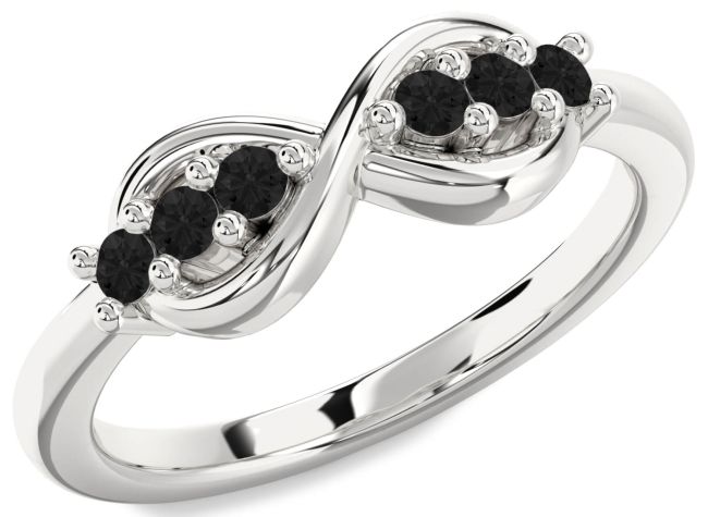 Black Diamond Platinum Infinity Round Ring