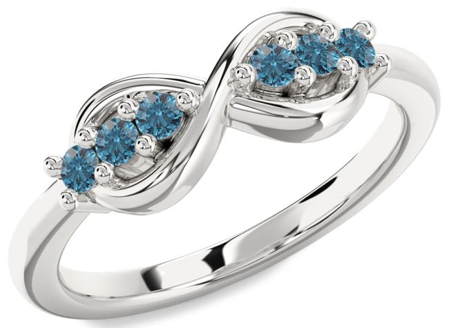 Blue Diamond Platinum Infinity Round Ring