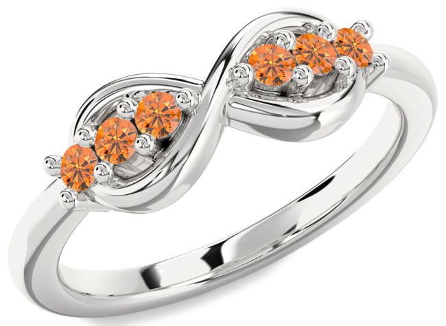 Citrine Platinum Infinity Round Ring