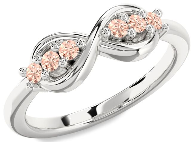 Morganite Platinum Infinity Round Ring