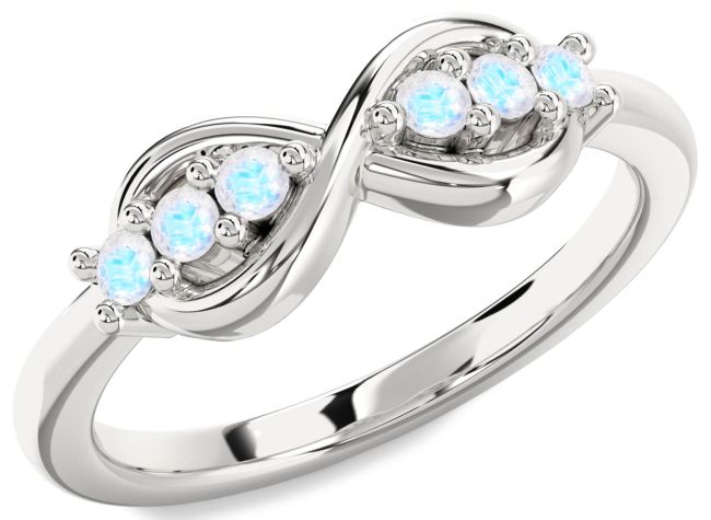 Moonstone Platinum Infinity Round Ring