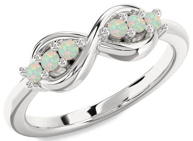 Opal Platinum Infinity Round Ring